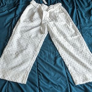 NTW JCrew white eyelet high-waisted pants sz 2